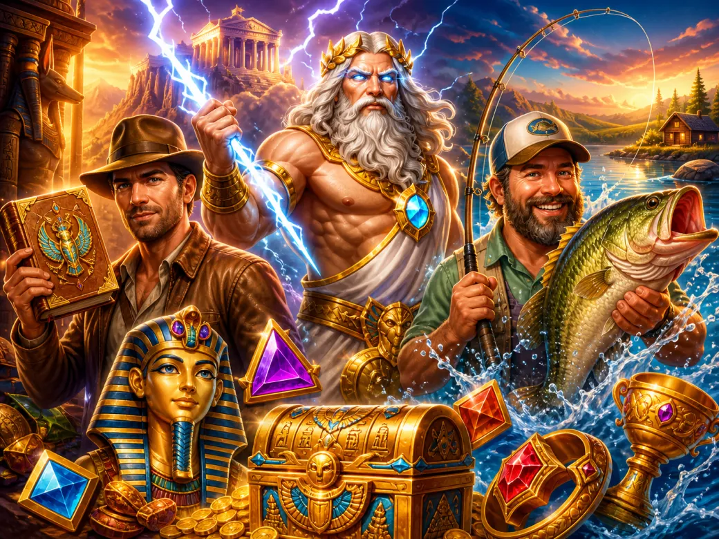 Colorful digital artwork featuring mythical animals and enchanting fantasy realm for slot game promotion